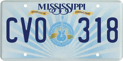 MS license plate CVO318
