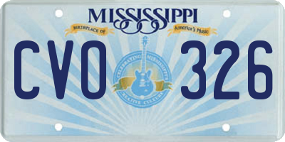 MS license plate CVO326