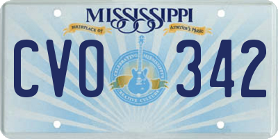 MS license plate CVO342