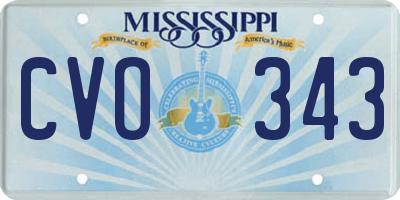 MS license plate CVO343