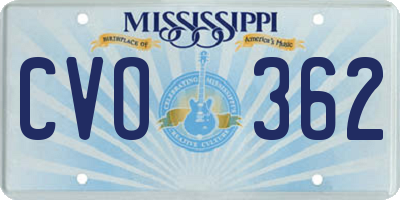 MS license plate CVO362