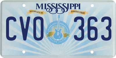 MS license plate CVO363