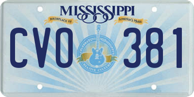 MS license plate CVO381