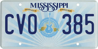 MS license plate CVO385