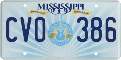 MS license plate CVO386
