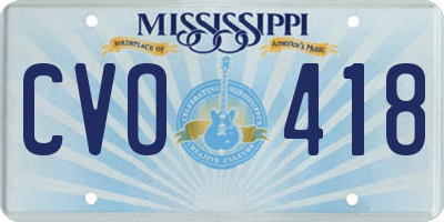 MS license plate CVO418