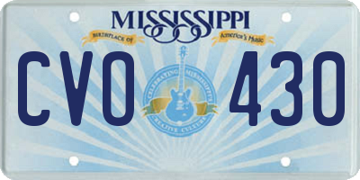 MS license plate CVO430
