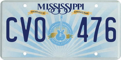 MS license plate CVO476