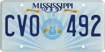 MS license plate CVO492