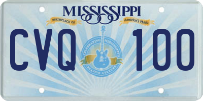 MS license plate CVQ100