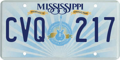 MS license plate CVQ217