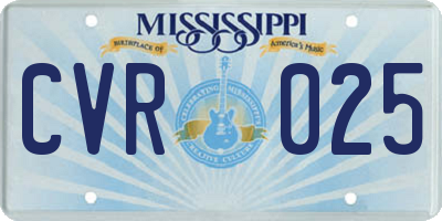 MS license plate CVR025