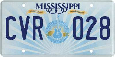 MS license plate CVR028