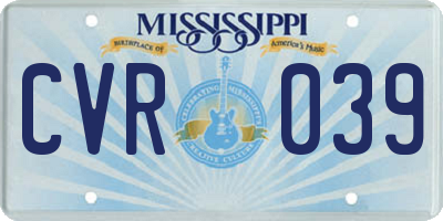 MS license plate CVR039