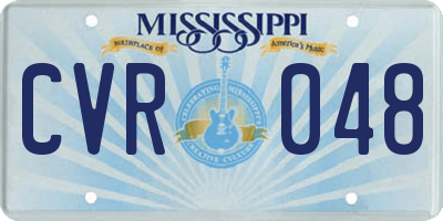 MS license plate CVR048