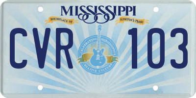 MS license plate CVR103