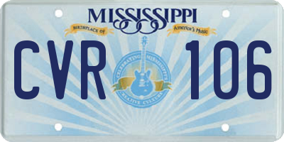 MS license plate CVR106