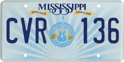 MS license plate CVR136
