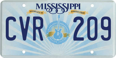 MS license plate CVR209