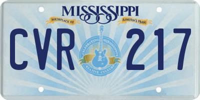 MS license plate CVR217
