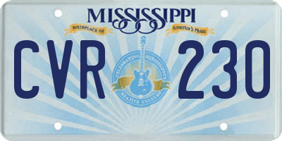 MS license plate CVR230