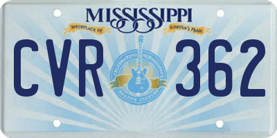 MS license plate CVR362