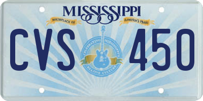MS license plate CVS450
