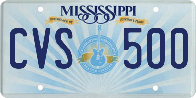 MS license plate CVS500