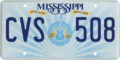 MS license plate CVS508