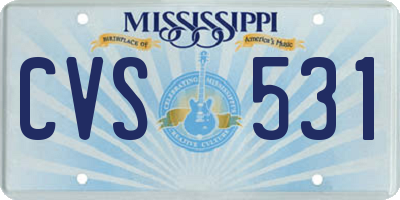 MS license plate CVS531
