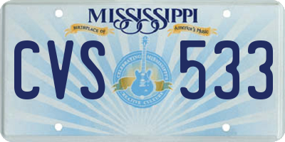 MS license plate CVS533
