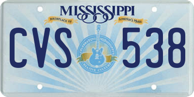 MS license plate CVS538