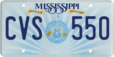 MS license plate CVS550