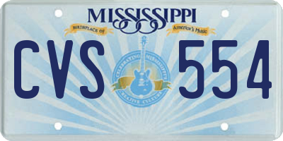 MS license plate CVS554