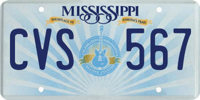 MS license plate CVS567