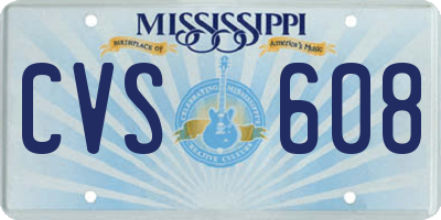 MS license plate CVS608