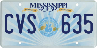 MS license plate CVS635