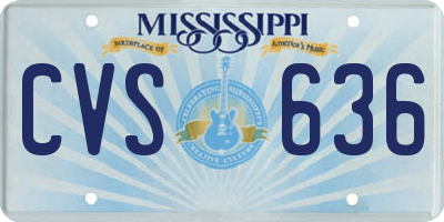 MS license plate CVS636