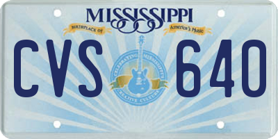 MS license plate CVS640