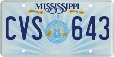 MS license plate CVS643