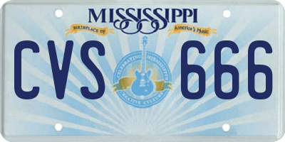 MS license plate CVS666