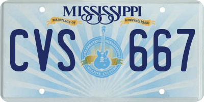 MS license plate CVS667