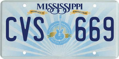MS license plate CVS669