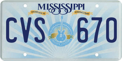 MS license plate CVS670