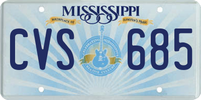 MS license plate CVS685