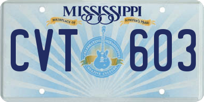 MS license plate CVT603