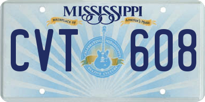 MS license plate CVT608
