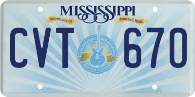 MS license plate CVT670