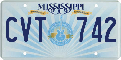 MS license plate CVT742