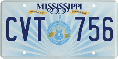 MS license plate CVT756